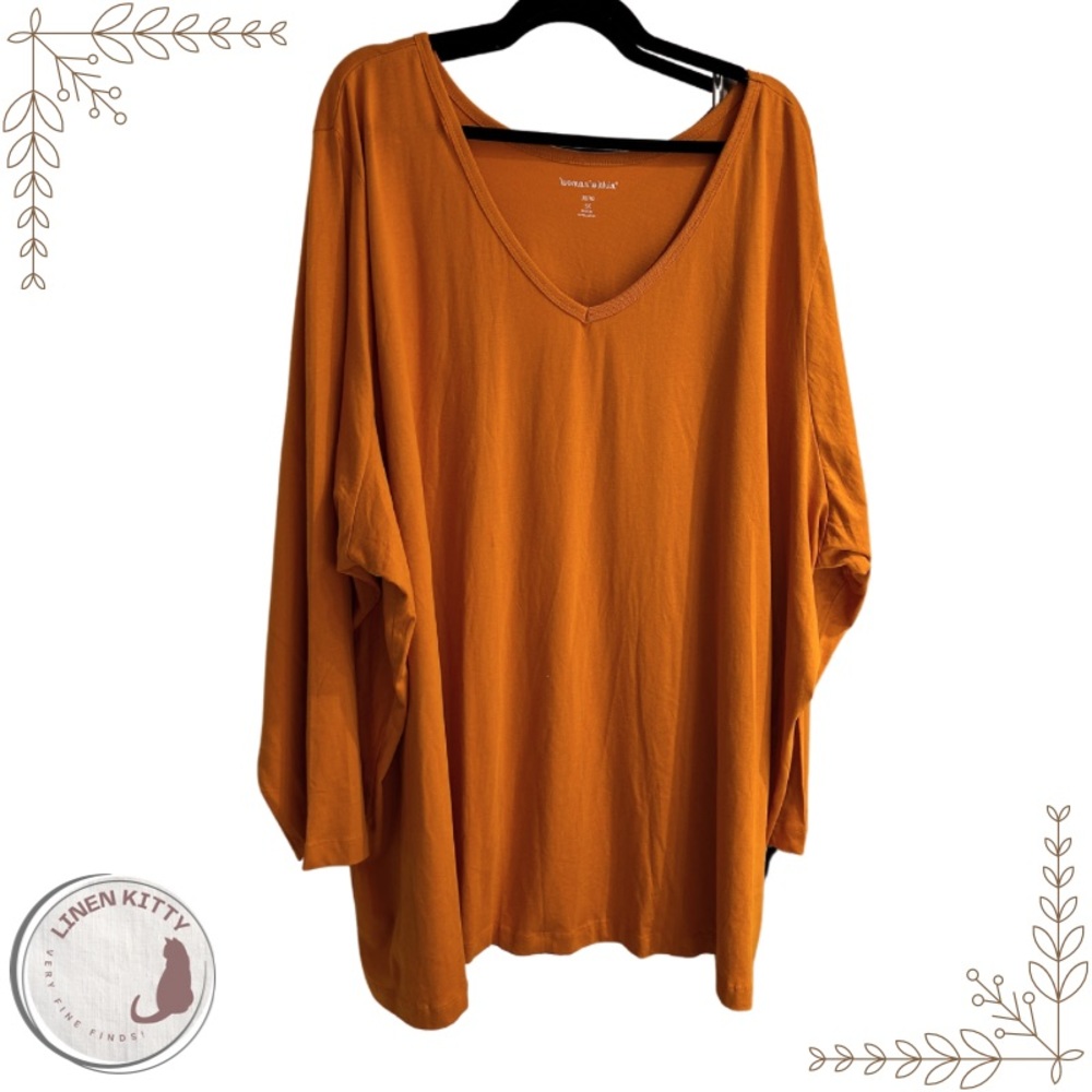 Women Within 100% Cotton V-Neck Top: 5X